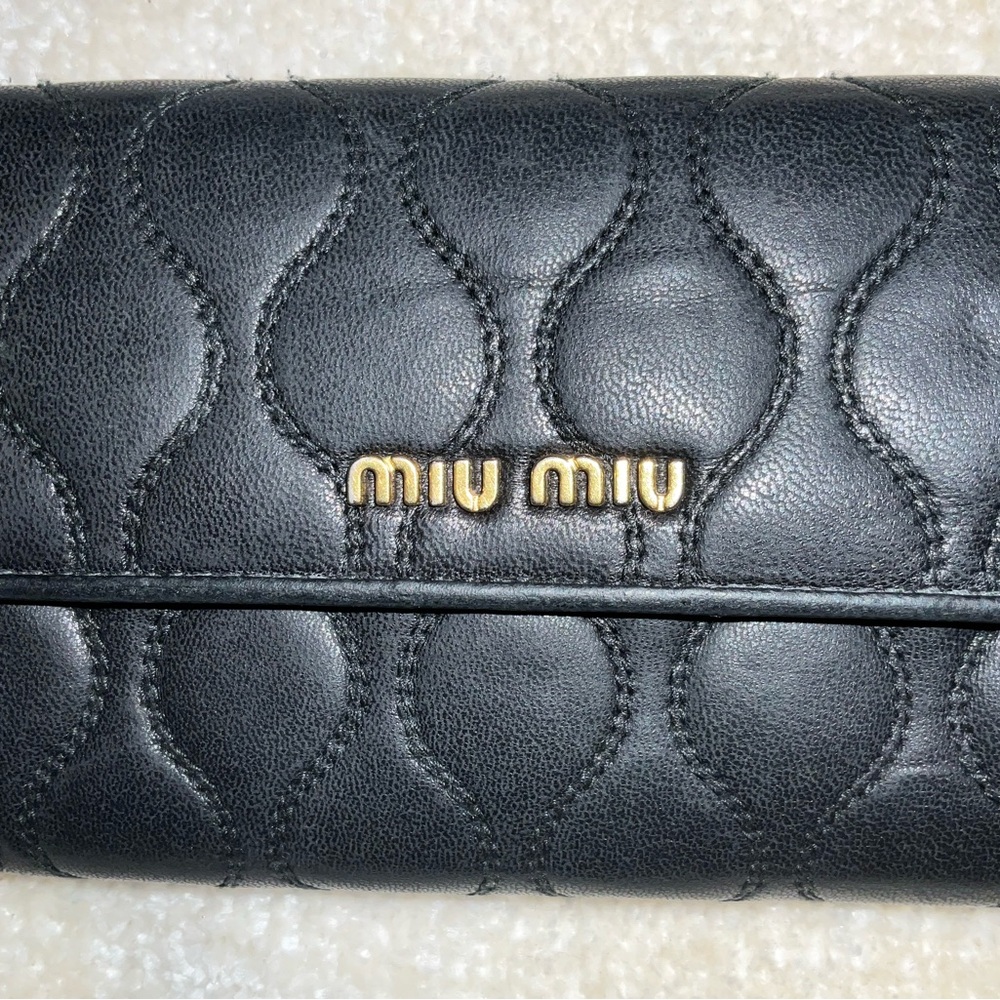 Mui Mui Black Quilted Wallet AUTHENTIC - Picture 4 of 10